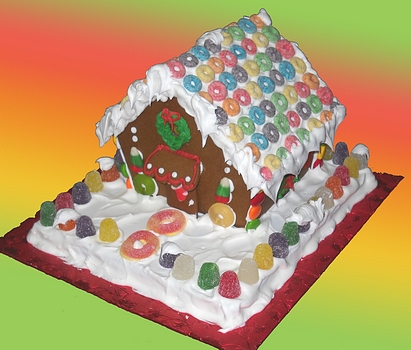 Santa's Gingerbread House Santa's Cottage  Fruit Loops roof